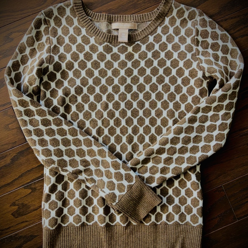 Banana Republic Honeycomb Sweater - Brown/White XS